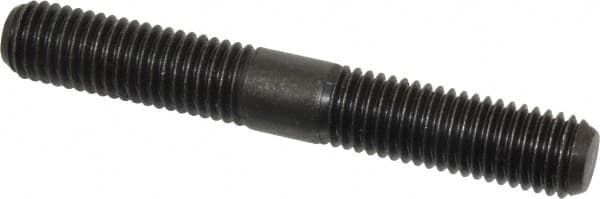 Jergens - 5/8-11 4-1/2" OAL Equal Double Threaded Stud - Alloy Steel, Black Oxide Finish, 1-3/4" Equal Thread Length - Caliber Tooling