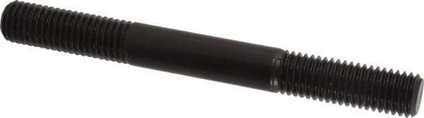 Jergens - 5/8-11 6" OAL Equal Double Threaded Stud - Alloy Steel, Black Oxide Finish, 1-3/4" Equal Thread Length - Caliber Tooling