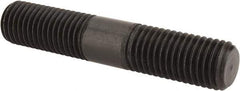 Jergens - 3/4-10 4" OAL Equal Double Threaded Stud - Alloy Steel, Black Oxide Finish, 1-7/16" Equal Thread Length - Caliber Tooling