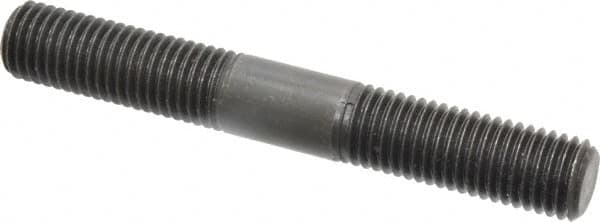 Jergens - 3/4-10 5-1/2" OAL Equal Double Threaded Stud - Alloy Steel, Black Oxide Finish, 2" Equal Thread Length - Caliber Tooling