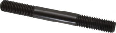 Jergens - 3/4-10 7" OAL Equal Double Threaded Stud - Alloy Steel, Black Oxide Finish, 2" Equal Thread Length - Caliber Tooling