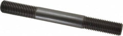 Jergens - 7/8-9 8" OAL Equal Double Threaded Stud - Alloy Steel, Black Oxide Finish, 2-1/4" Equal Thread Length - Caliber Tooling