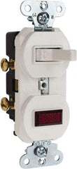 Pass & Seymour - 1 Pole, 120/125 VAC, 15 Amp, Flush Mounted, Ungrounded, Tamper Resistant Combination Switch with Pilot Light - NonNEMA Configuration, 1 Switch, Side Wiring, UL Listed 20 498 Standard - Caliber Tooling