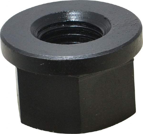 Jergens - 7/8-9, 1-3/4" Flange Diam, 1-1/8" High, 1-7/16" Across Flats, Flange Nut - Grade Low Carbon Steel Steel, Black Oxide Finish, 1/4" Flange Height, TCMA - Caliber Tooling