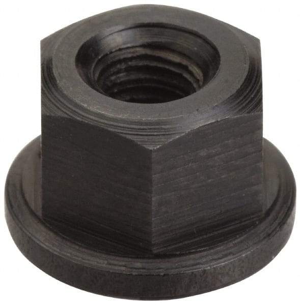 Jergens - 3/4-10 Steel Black Oxide Spherical Flange Nut - 3/4" High, 1-5/8" Diam x 1/4" High Flange, 2-1/2" Radius - Caliber Tooling