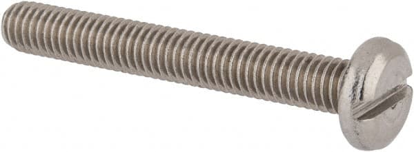 Value Collection - M6x1.00 Metric Coarse, 45mm Length Under Head Slotted Drive Machine Screw - Pan Head, Grade 18-8 & A2 Stainless Steel, Uncoated, Without Washer - Caliber Tooling