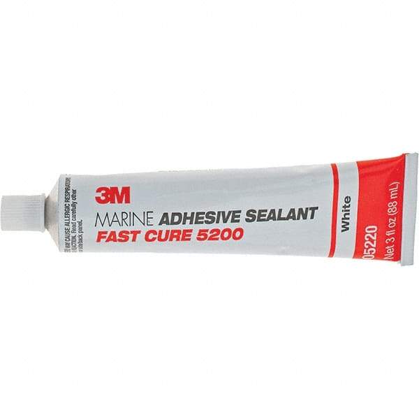 3M - 3 oz Tube White Polyurethane Marine Adhesive Sealant - 190°F Max Operating Temp, 60 min Tack Free Dry Time - Caliber Tooling