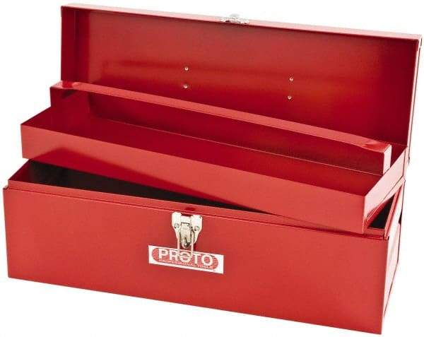 Proto - 1 Compartment 1 Tray Tool Box - 19-1/2" Wide x 7" Deep x 8" High, Steel, Red - Caliber Tooling