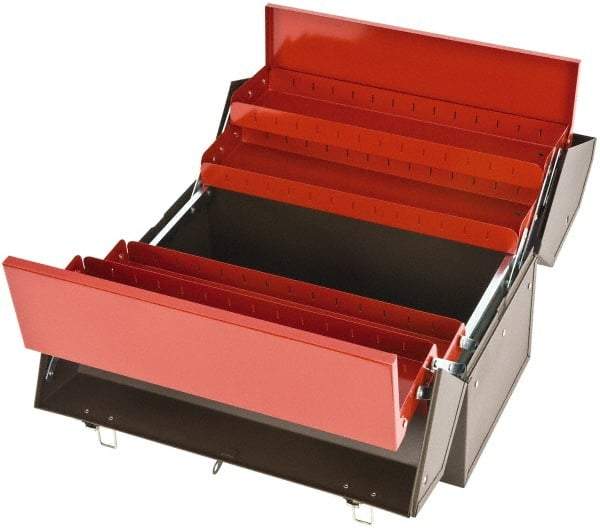 Proto - 1 Compartment 4 Tray Tool Box - 18" Wide x 14" Deep x 10" High, Steel, Black - Caliber Tooling