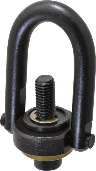 Jergens - 2,500 Lb Load Capacity Safety Engineered Center Pull Hoist Ring - 28 Ft/Lb Torque, 1/2 - 13 Thread, 4140 Alloy Steel, Black Oxide Finish - Caliber Tooling