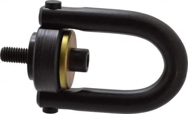 Jergens - 2,500 Lb Load Capacity Safety Engineered Center Pull Hoist Ring - 28 Ft/Lb Torque, 1/2 - 13 Thread, 4140 Alloy Steel, Black Oxide Finish - Caliber Tooling