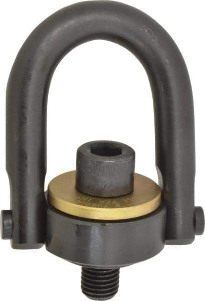 Jergens - 10,000 Lb Load Capacity Safety Engineered Center Pull Hoist Ring - 230 Ft/Lb Torque, 1-8 Thread, 4140 Alloy Steel, Black Oxide Finish - Caliber Tooling