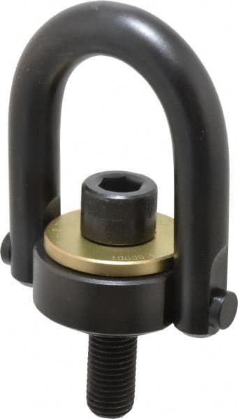 Jergens - 10,000 Lb Load Capacity Safety Engineered Center Pull Hoist Ring - 230 Ft/Lb Torque, 1-8 Thread, 4140 Alloy Steel, Black Oxide Finish - Caliber Tooling