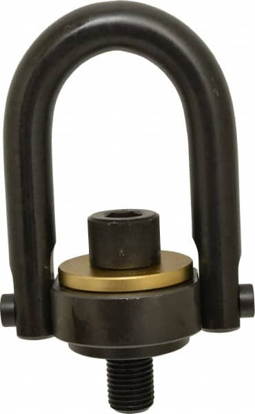 Jergens - 15,000 Lb Load Capacity Safety Engineered Center Pull Hoist Ring - 470 Ft/Lb Torque, 1-1/4 - 7 Thread, 4140 Alloy Steel, Black Oxide Finish - Caliber Tooling