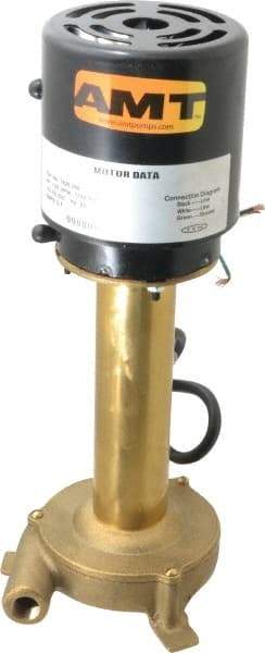 American Machine & Tool - 0.75 Amp, 230 Volt, 1/25 hp, 1 Phase, 1,725 RPM, Immersion Machine Tool & Recirculating Pump - 8 GPM, 3/4" Inlet, 5 psi, 12.4" Overall Height, NPT Thread, Brass Impeller, TEFC Motor - Caliber Tooling