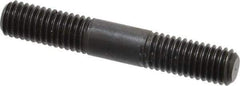 Jergens - M8x1.25 50mm OAL Equal Double Threaded Stud - Alloy Steel, Black Oxide Finish, 17mm Equal Thread Length, Metric - Caliber Tooling