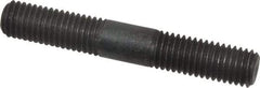 Jergens - M12x1.75 80mm OAL Equal Double Threaded Stud - Alloy Steel, Black Oxide Finish, 30mm Equal Thread Length, Metric - Caliber Tooling