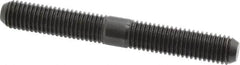 Jergens - M12x1.75 95mm OAL Equal Double Threaded Stud - Alloy Steel, Black Oxide Finish, 37mm Equal Thread Length, Metric - Caliber Tooling