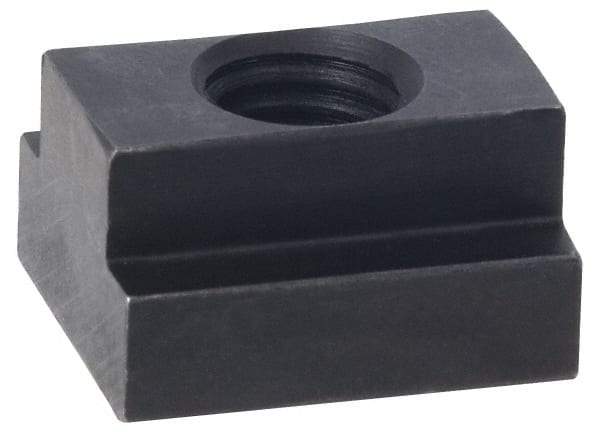 Jergens - M12x1.75 Tapped Through T Slot Nut - 16mm Slot Width, 25 x 9mm Base Width x Height, 29 x 16mm OAL x Height - Caliber Tooling