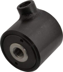 Jergens - 100 to 5,000 psi, 4,800 Lb Max Output, 1/2-13 Hole, 7/16-20 Port, 10-32 Bolt Hole, Hollow Rod Clamp Cylinder - 0.96 Sq In, 0.3 Cu In, 0.24" Stroke Length, 1-15/16" OD, 1-13/16" Overall Height, 3/4" Port Height, 1/2" Port Length - Caliber Tooling