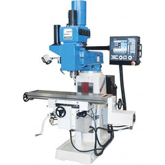 Summit - 20" Table Width x 52" Table Length, Electronic Variable Speed Control, 3 Phase Knee Milling Machine - CAT40 Spindle Taper, 5 hp - Caliber Tooling