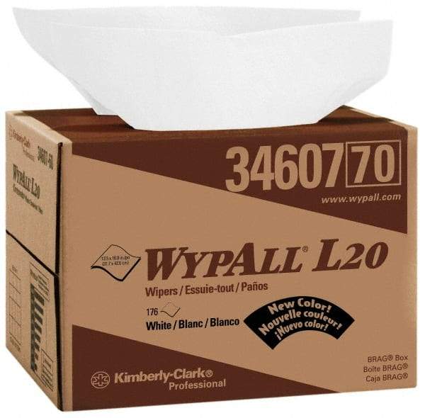 WypAll - L20 Dry General Purpose Wipes - Brag Box/Double Top Box, 16-3/4" x 12-1/2" Sheet Size, White - Caliber Tooling