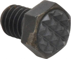 Fairlane - Serrated Tooth, 3/8-16, 1/2" Shank Length, 1/2" Thread Length, Black Oxide Finish, Hex Head, Adjustable Positioning Gripper - 1/2" Pad Diam, 9/16" Hex, 9/32" Head Height, Fine Tooth Grade - Caliber Tooling