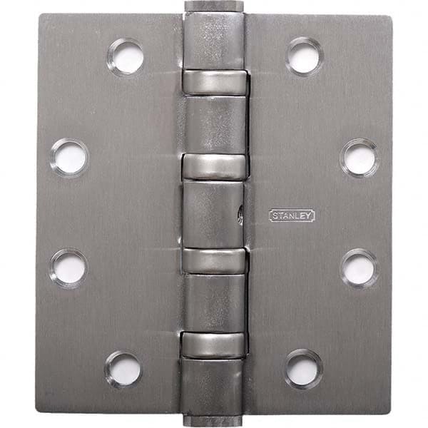 Stanley - 5" Long x 5" Wide Grade 1 304 Stainless Steel Full Mortise Ball Bearing Commercial Hinge - Caliber Tooling