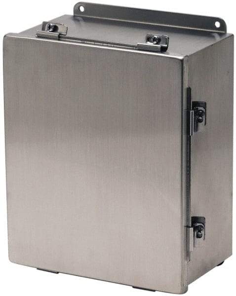 Cooper B-Line - Stainless Steel Standard Enclosure Hinge Flat Cover - NEMA 4, 12, 13, 3RX, 4X, 10" Wide x 12" High x 6" Deep, Corrosion Resistant, Dust-tight, Rainproof & Watertight - Caliber Tooling