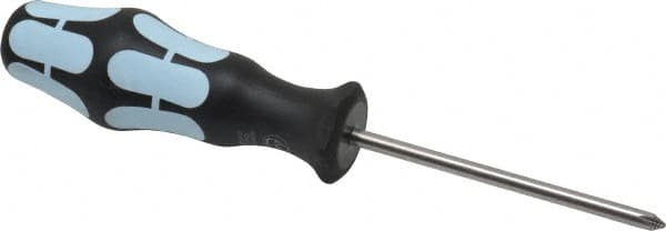 Wera - #1, 7-1/4" OAL, Standard Phillips Screwdriver - 3-1/8" Blade Length, Round Shank, Ergonomic Handle - Caliber Tooling