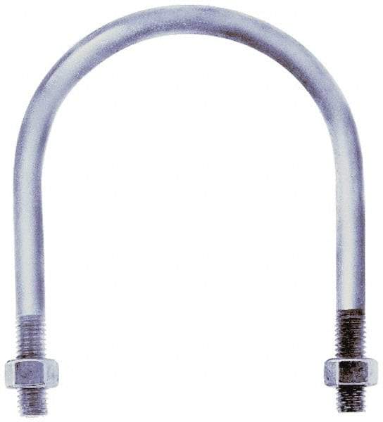 Gibraltar - 1-8 UNC, 21-11/16" Long, Round U Bolt Clamp with No Mount Plate for 18" Pipe - 4-3/4" Thread Length, 18-1/8" Wide, Grade C-1010 Steel - Caliber Tooling