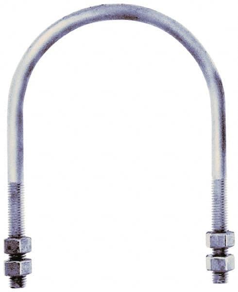 Gibraltar - 3/4-10 UNC, 13-13/16" Long, Round U Bolt Clamp with No Mount Plate for 10" Pipe - 4" Thread Length, 10-7/8" Wide, Grade C-1010 Steel - Caliber Tooling