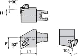 Kennametal - Insert Style LT 16ER, 30mm Head Length, Left Hand Cut, External Modular Threading Cutting Unit Head - System Size KM25, 22mm Center to Cutting Edge, Series LT Threading - Caliber Tooling