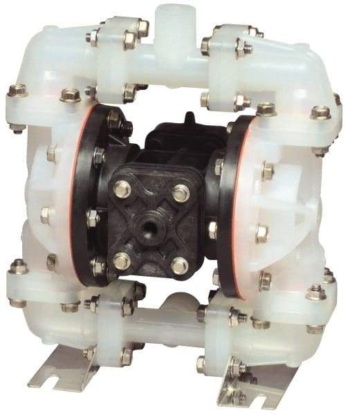 SandPIPER - 1/2" NPT, Metallic, Air Operated Diaphragm Pump - PTFE Diaphragm, Stainless Steel Housing - Caliber Tooling