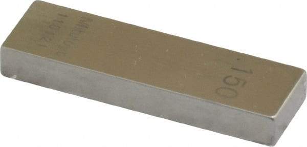 Mitutoyo - 0.15" Rectangular Steel Gage Block - Accuracy Grade 0, Includes Certificate of Inspection - Caliber Tooling