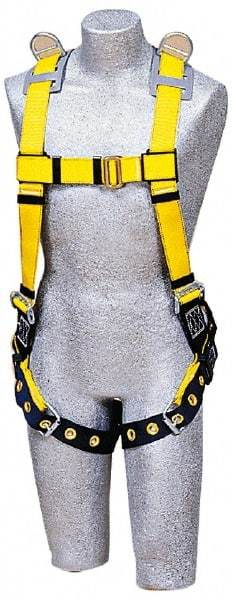 DBI/SALA - 420 Lb Capacity, Size Universal, Full Body Construction Safety Harness - Polyester Webbing, Tongue Leg Strap, Pass-Thru Chest Strap - Caliber Tooling