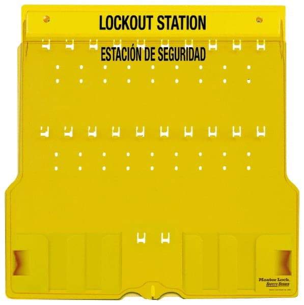 Master Lock - 1 Piece, Empty Polycarbonate Padlock Station - 22 Inch Wide x 22 Inch High x 1-3/4 Inch Deep, Yellow, Covered - Caliber Tooling