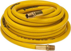 PRO-SOURCE - 1/4" ID x 15/32" OD 25' Long Multipurpose Air Hose - MNPT x MNPT Ends, 300 Working psi, 23 to 150°F, 1/4" Fitting, Yellow - Caliber Tooling