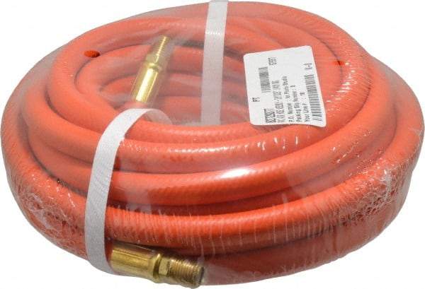 PRO-SOURCE - 3/8" ID x 19/32" OD 25' Long Multipurpose Air Hose - MNPT x MNPT Ends, 300 Working psi, 23 to 150°F, 1/4" Fitting, Orange - Caliber Tooling