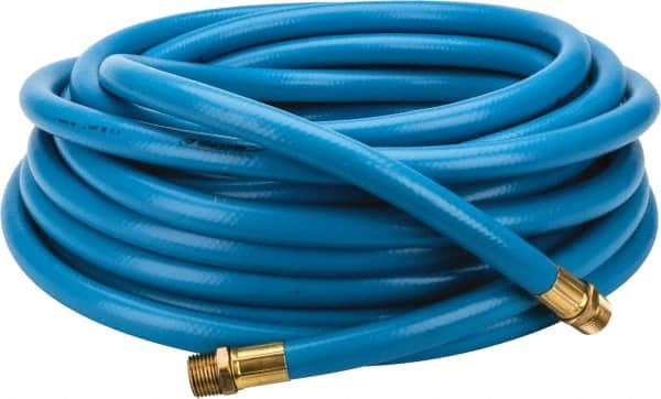 PRO-SOURCE - 1/2" ID x 3/4" OD 50' Long Multipurpose Air Hose - MNPT x MNPT Ends, 300 Working psi, 23 to 150°F, 1/2" Fitting, Blue - Caliber Tooling