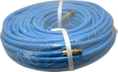 PRO-SOURCE - 1/4" ID x 15/32" OD 100' Long Multipurpose Air Hose - MNPT x MNPT Ends, 300 Working psi, 23 to 150°F, 1/4" Fitting, Blue - Caliber Tooling