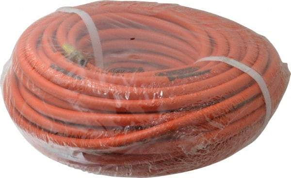 PRO-SOURCE - 1/4" ID x 15/32" OD 100' Long Multipurpose Air Hose - MNPT x MNPT Ends, 300 Working psi, 23 to 150°F, 1/4" Fitting, Orange - Caliber Tooling