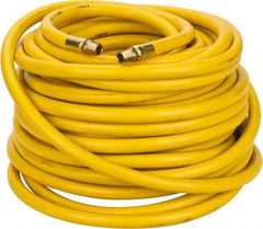 PRO-SOURCE - 3/8" ID x 19/32" OD 100' Long Multipurpose Air Hose - MNPT x MNPT Ends, 300 Working psi, 23 to 150°F, 1/4" Fitting, Yellow - Caliber Tooling