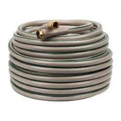 Made in USA - 150' Long Reel Hose - 5/8" Diam, 3/4" GHT, Rubber/Vinyl, 212 psi, All Season, Beige - Caliber Tooling