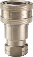 Parker - 1/2 NPTF 303 Stainless Steel Hydraulic Hose Female Pipe Thread Coupler - 1,500 psi, 12 GPM - Caliber Tooling