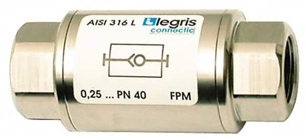 Legris - 1/4" Stainless Steel Check Valve - Unidirectional, Female BSPP x Female BSPP, 580 WOG - Caliber Tooling