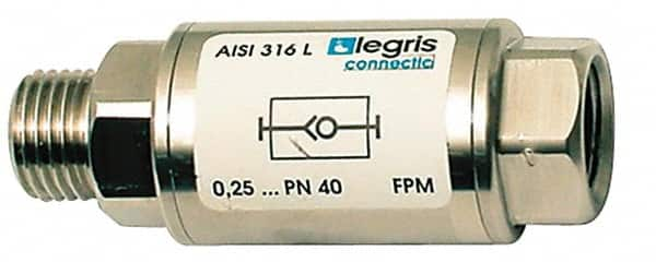 Legris - 1/8" Stainless Steel Check Valve - Unidirectional, Male BSPP x Female BSPP, 580 WOG - Caliber Tooling