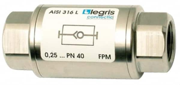 Legris - 1/8" Stainless Steel Check Valve - Unidirectional, FNPT x FNPT, 580 WOG - Caliber Tooling