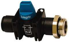 Legris - 1/4" Pipe, Standard Port, Composite Miniature Ball Valve - 1 Piece, Inline - Two Way Flow, MBSPP x Push-to-Connect Ends, Short Handle, 150 WOG - Caliber Tooling