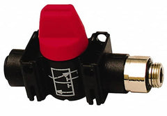 Legris - 1/4" Pipe, Standard Port, Composite Miniature Ball Valve - 1 Piece, Inline - Two Way Flow, MBSPP x Push-to-Connect Ends, Short Handle, 150 WOG - Caliber Tooling